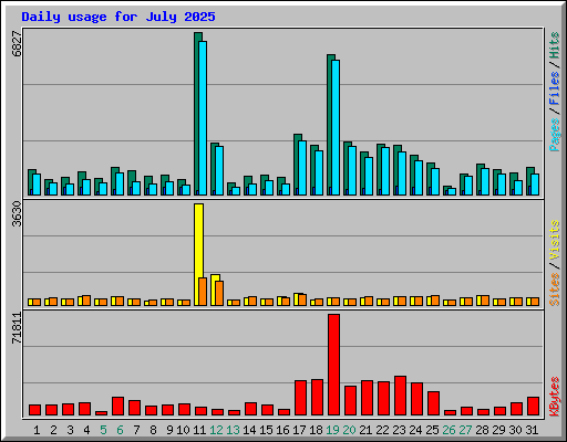 Daily usage for July 2025