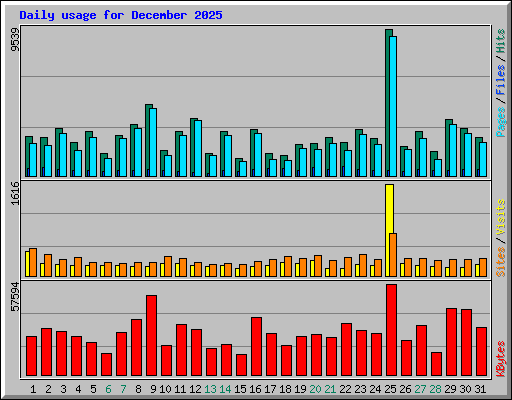 Daily usage for December 2025